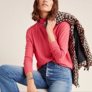 Anthropologie Fiona Hacci Mock Turtleneck in Coral